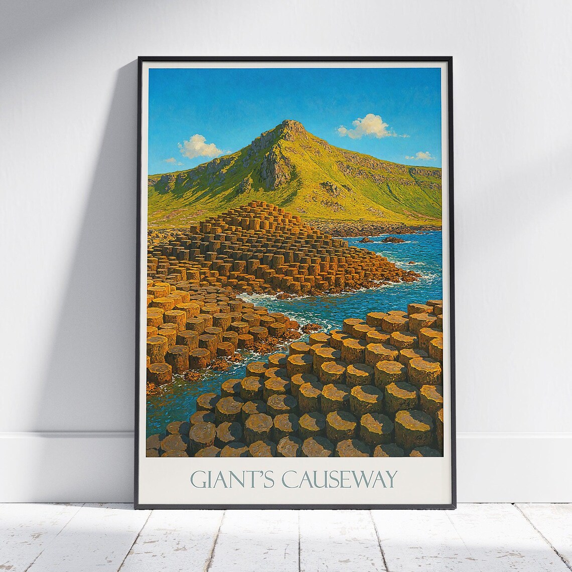 Giants Causeway Northern Ireland Basalt Vintage Travel Poster