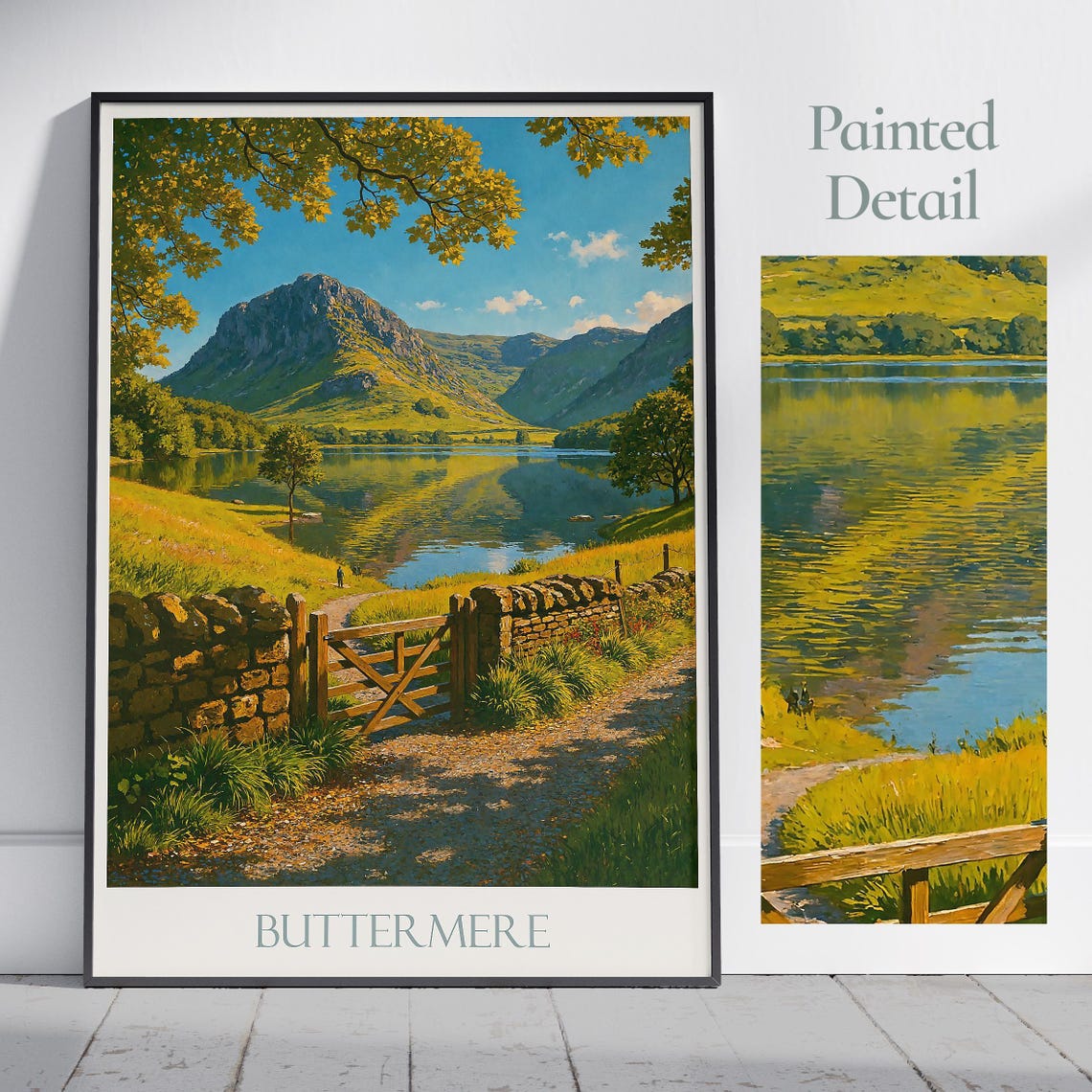 Buttermere Lake District Painted Mountain Lake Travel Poster