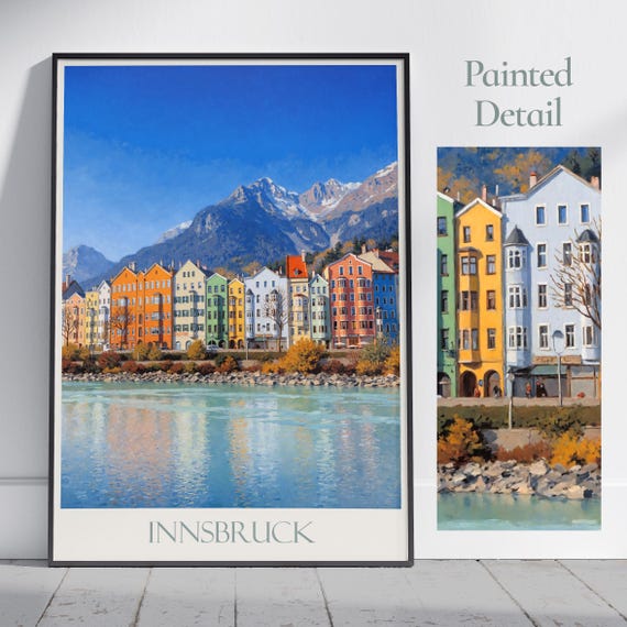 Innsbruck Travel Print Austria Travel Poster Wall Art Home Decor Personalized Gift Painting Framed