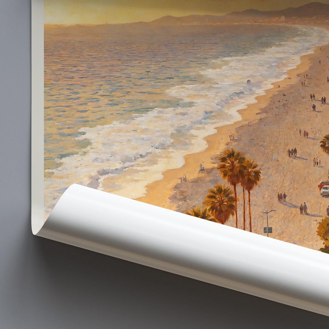 Santa Monica Beach Palm Boulevard Sunset California Travel Poster - Image 4