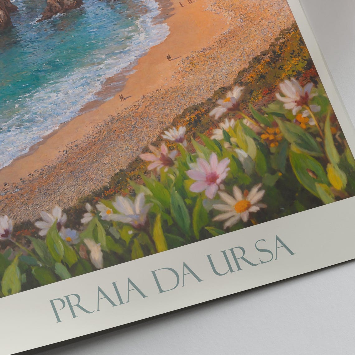 Praia Da Ursa Portugal Beach Sea Stacks Wildflower Painted Poster - Image 3
