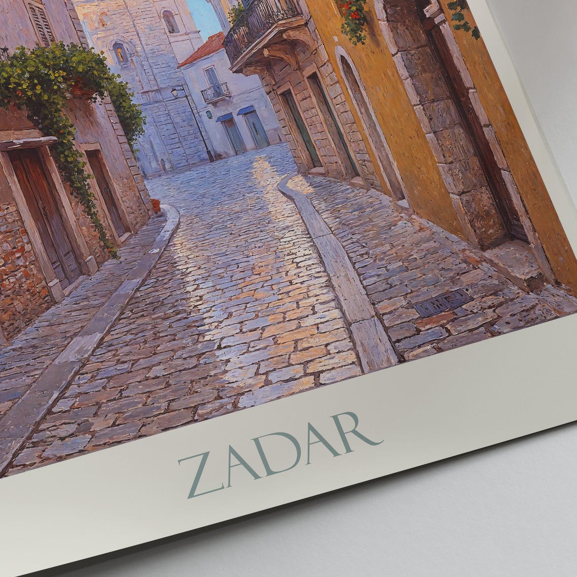Zadar Croatia Old Town Street Bell Tower Cobblestone Painted Poster - Image 2