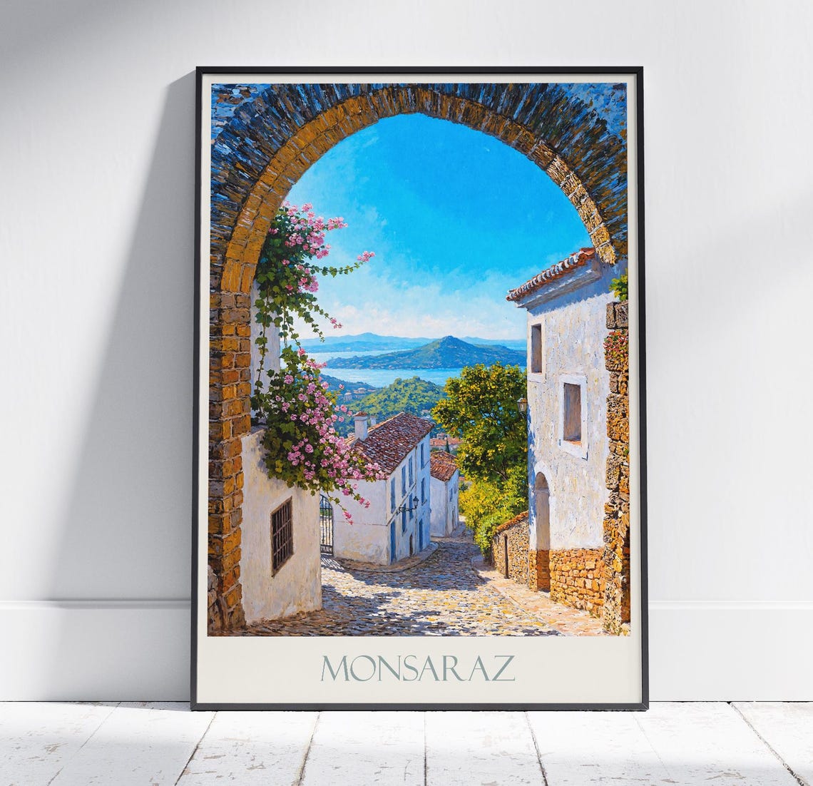 Monsaraz White Village Painted Stone Arch And Lakeside View Poster