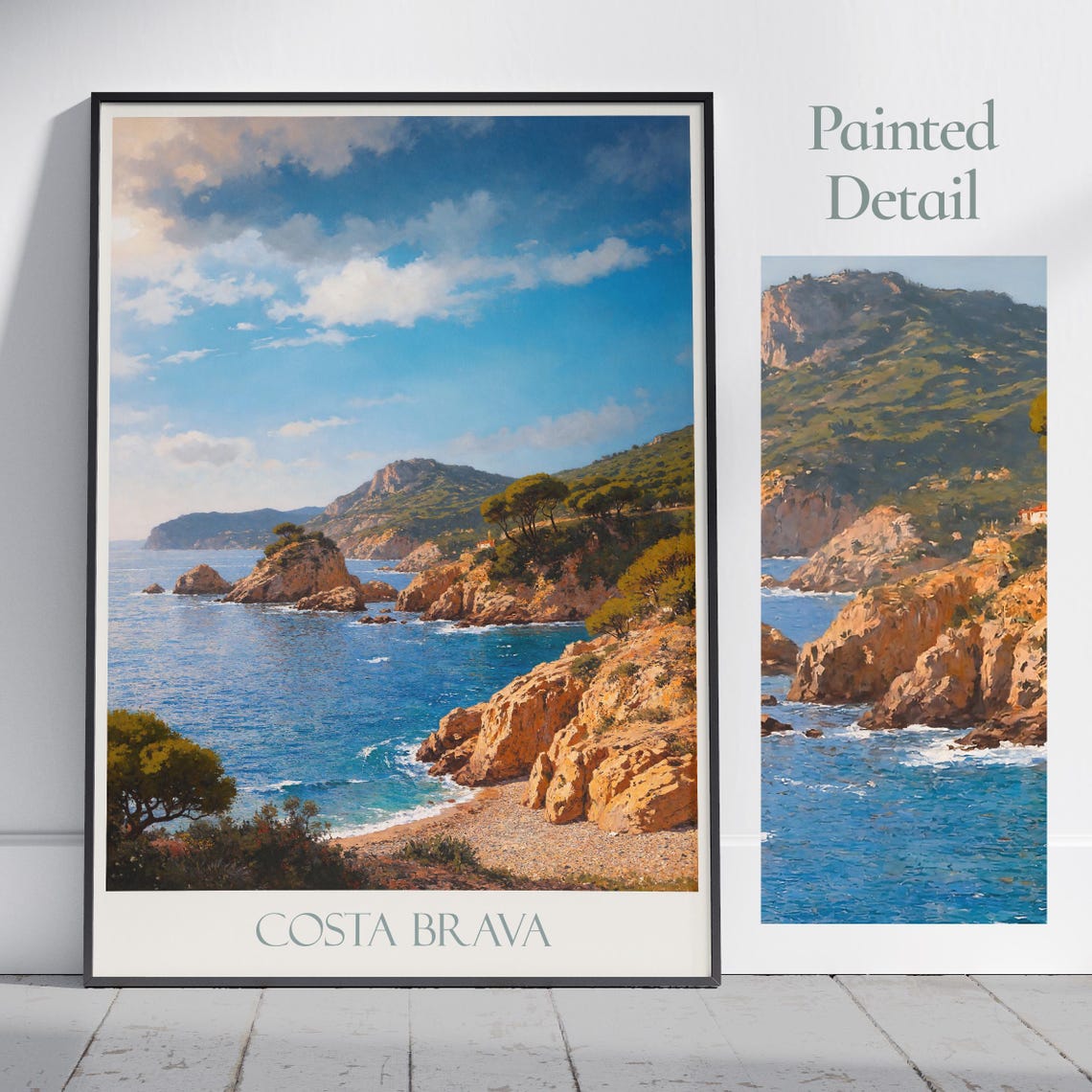 Costa Brava Spain Rocky Coastline Turquoise Sea Cove Art Poster