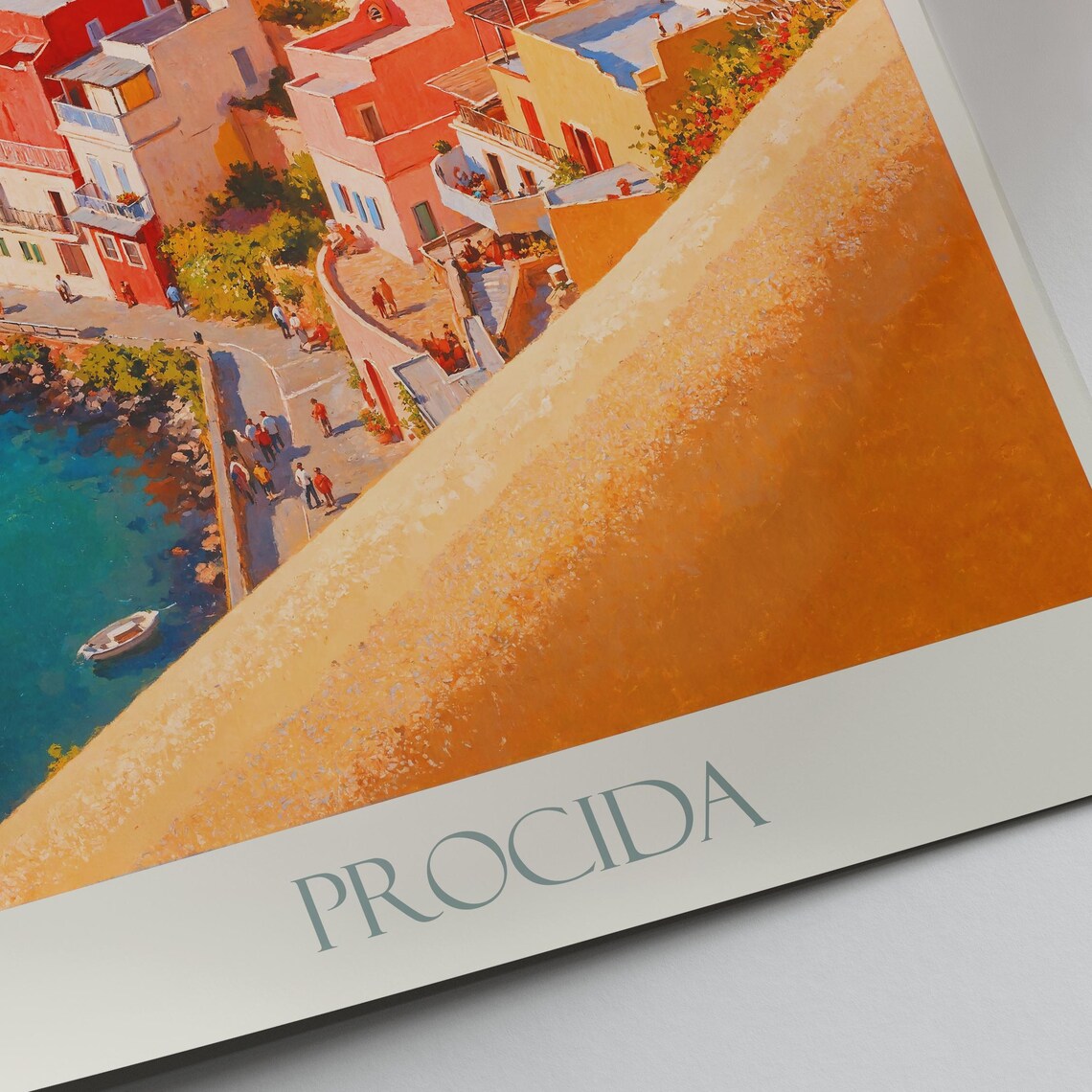 Procida Italy Colorful Harbor Painted Travel Poster Fishing Boats - Image 2