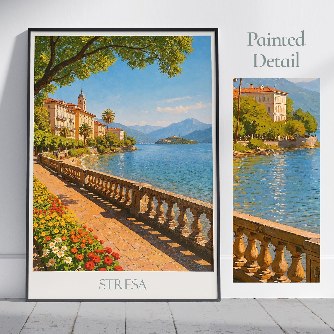Stresa Lake Maggiore Italy Painted Lakeside Promenade View Poster