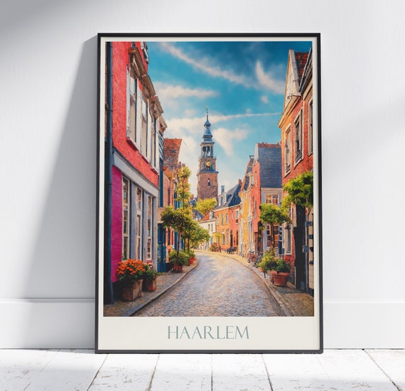 Haarlem Travel Print Netherlands Travel Poster Painted Wall Art Home Decor Framed Personalized Print Vacation Travel Gift