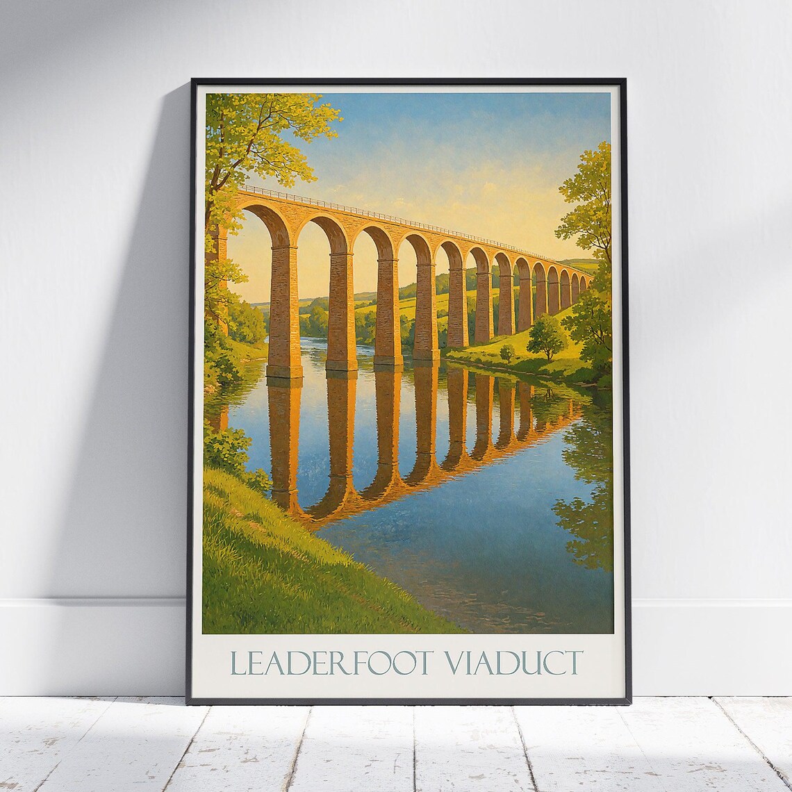 Leaderfoot Viaduct Scotland Golden Hour Railway Arch Sunset Poster
