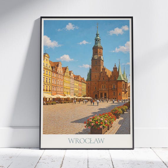 Wroclaw Poland Market Square Art Print Old Town Hall Poster Colorful Cityscape Europe Travel Gift Framed