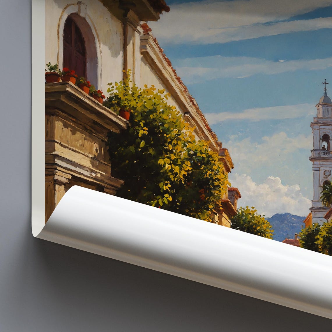San Cristobal Mexico Painted Colonial Street And Church Tower Poster - Image 4