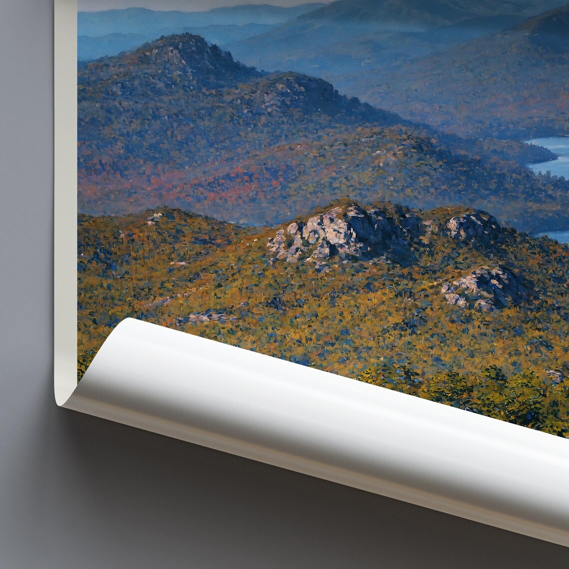 Adirondacks Autumn Mountain Lake Painted Scenic Travel Poster - Image 3