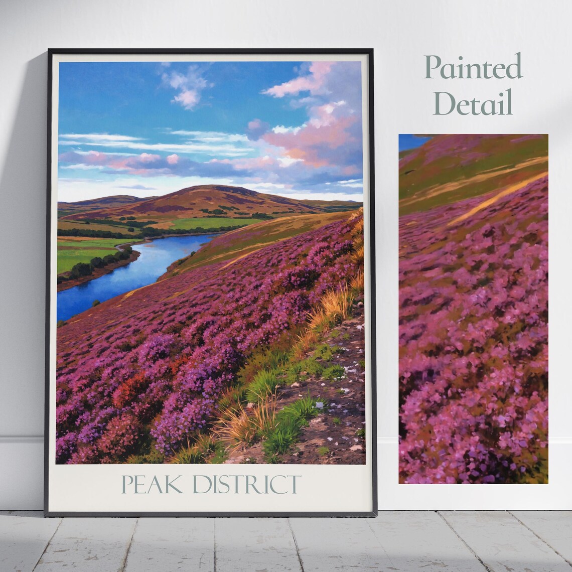 Peak District England Purple Heather Moor Hills Reservoir Poster