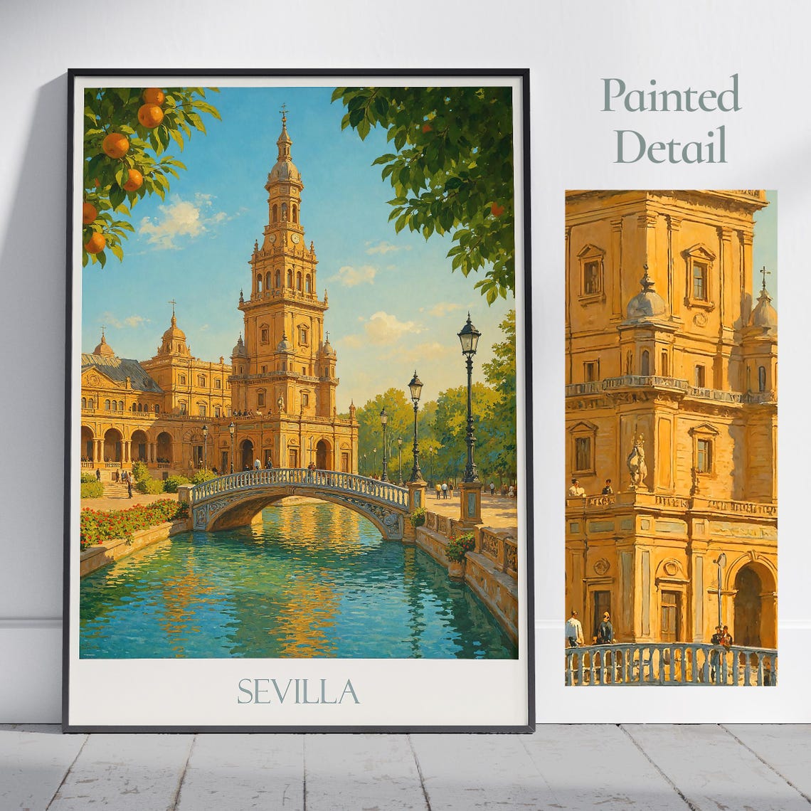 Seville Spain Plaza De Espana Bridge Canal Painted Detail Poster