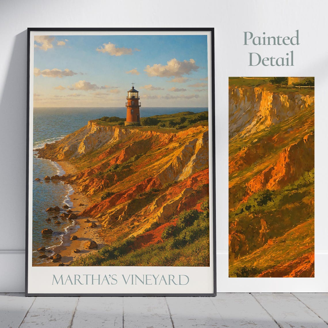 Martha's Vineyard Travel Poster Gay Head Lighthouse Aquinnah Cliffs