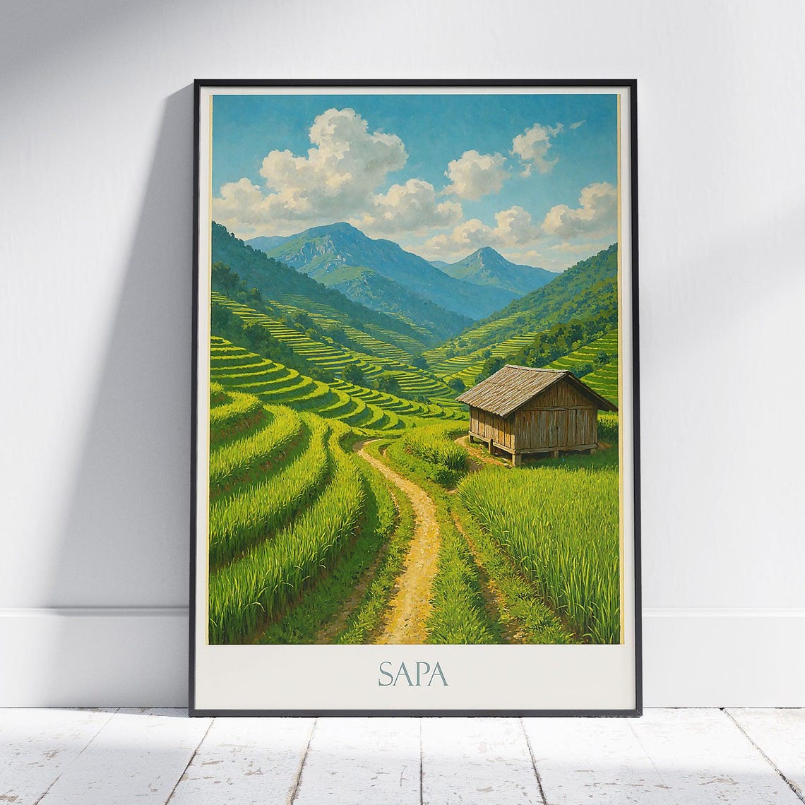 Sapa Vietnam Rice Terraces Travel Poster Green Mountain Wall Poster