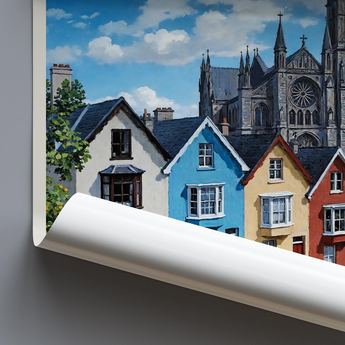 Cobh Ireland Colorful Harbor Houses Grand Cathedral Travel Poster - Image 3