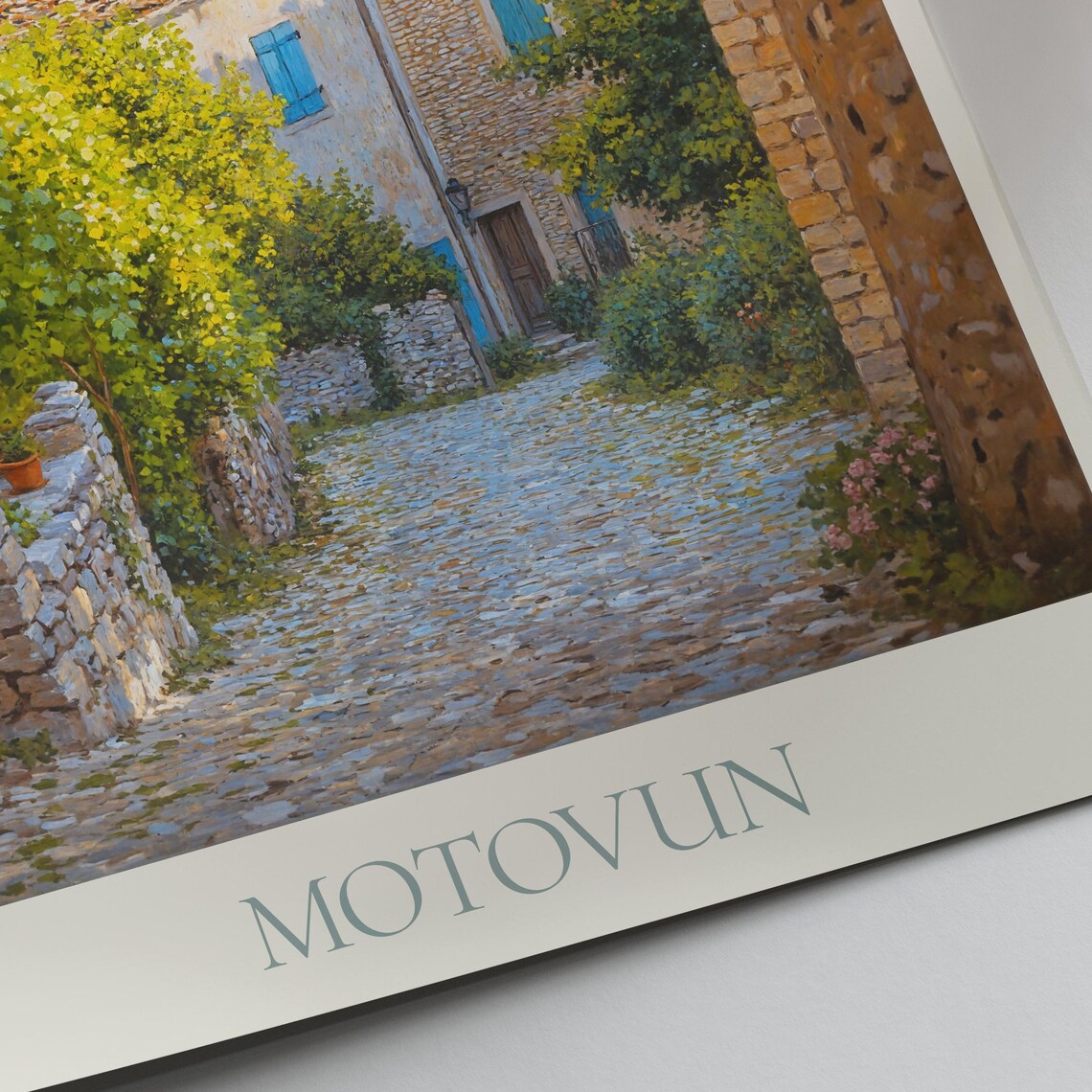 Motovun Croatia Hilltop Old Town Rooftops Painted Travel Poster - Image 3