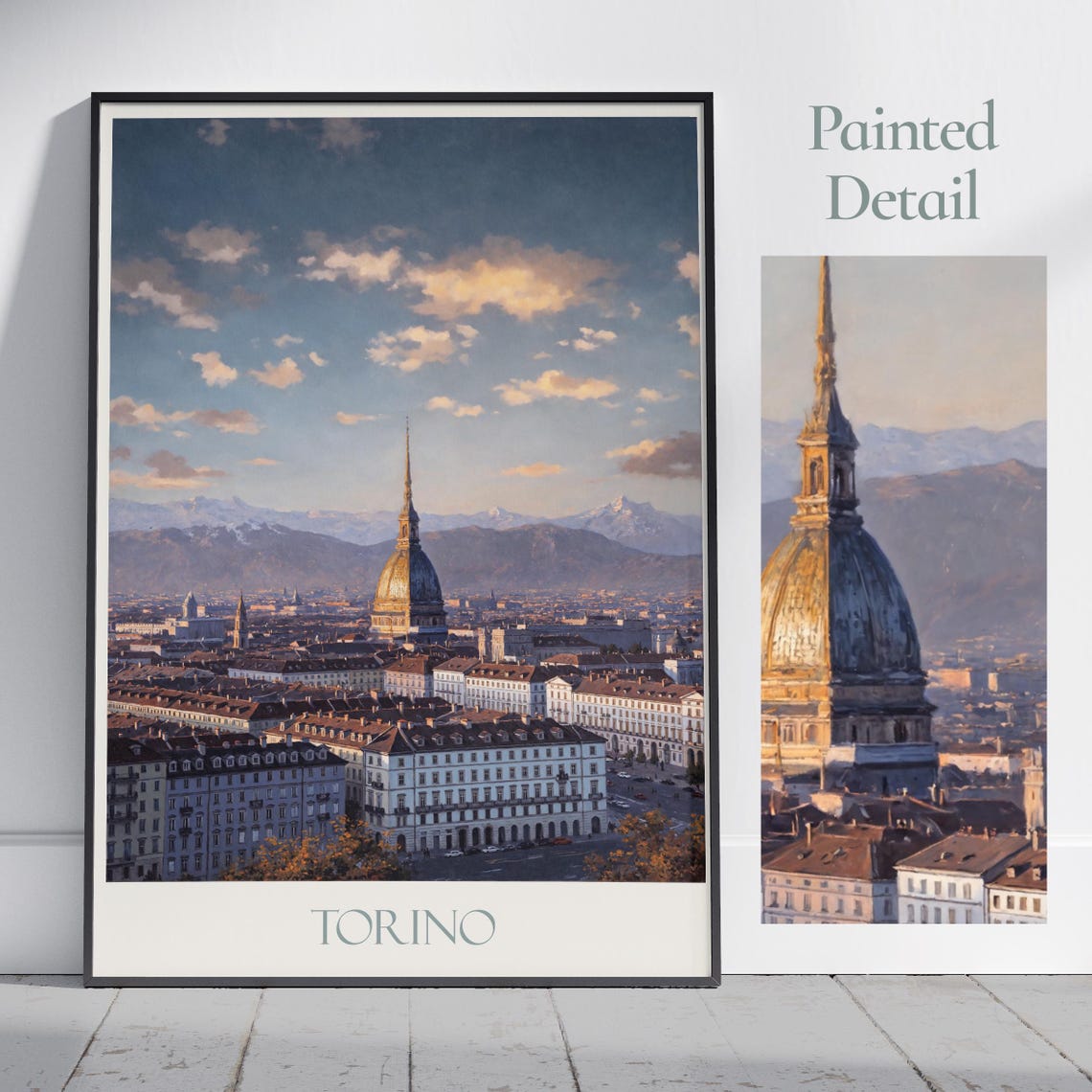 Torino Italy Mole Antonelliana Cityscape Sunset Travel Poster