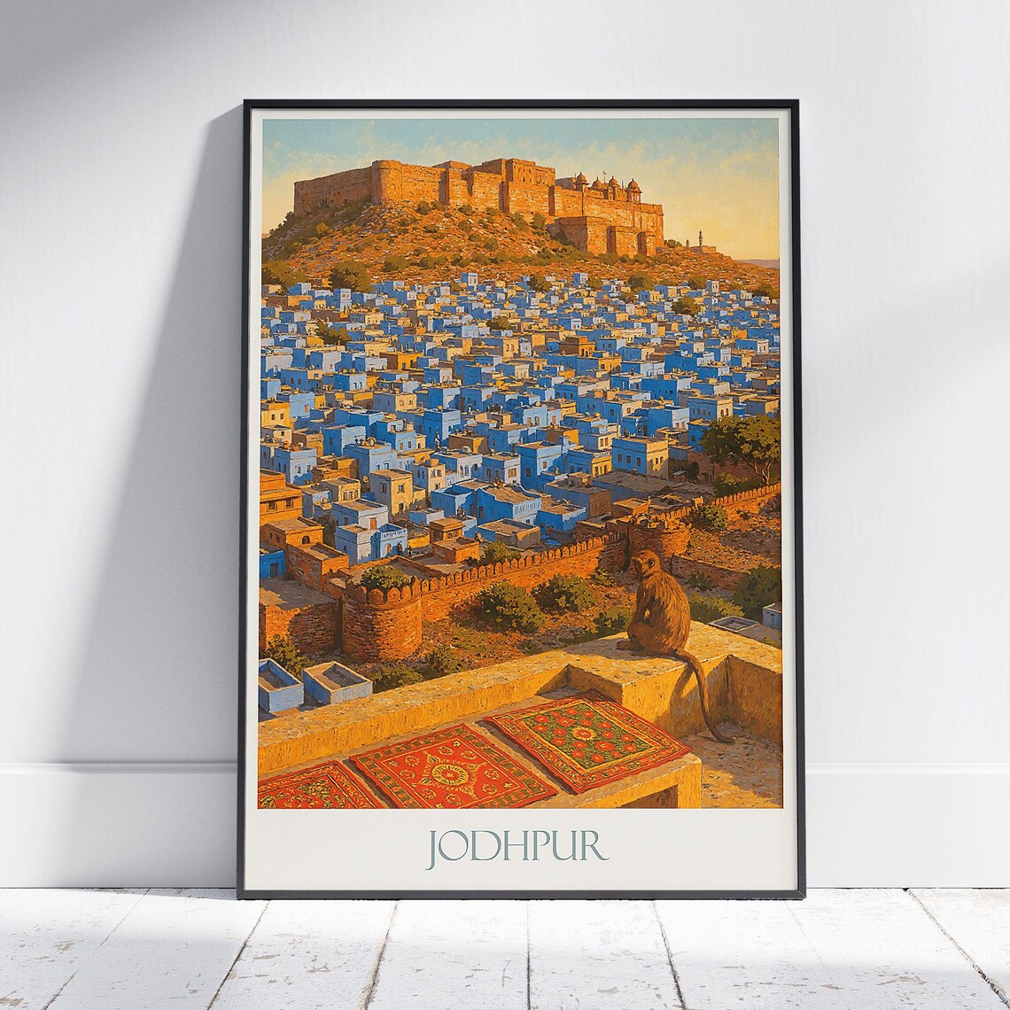 Jodhpur Blue City Rajasthan Fort Sunset View India Travel Art Poster