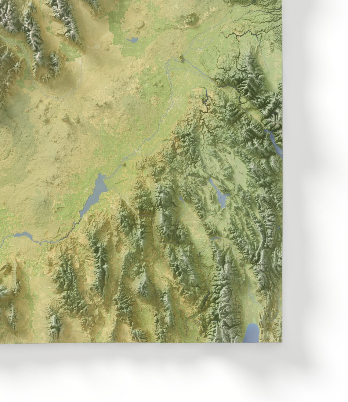 Idaho Topographic Relief Map Green 3D Terrain Minimalist Wall Art - Image 3