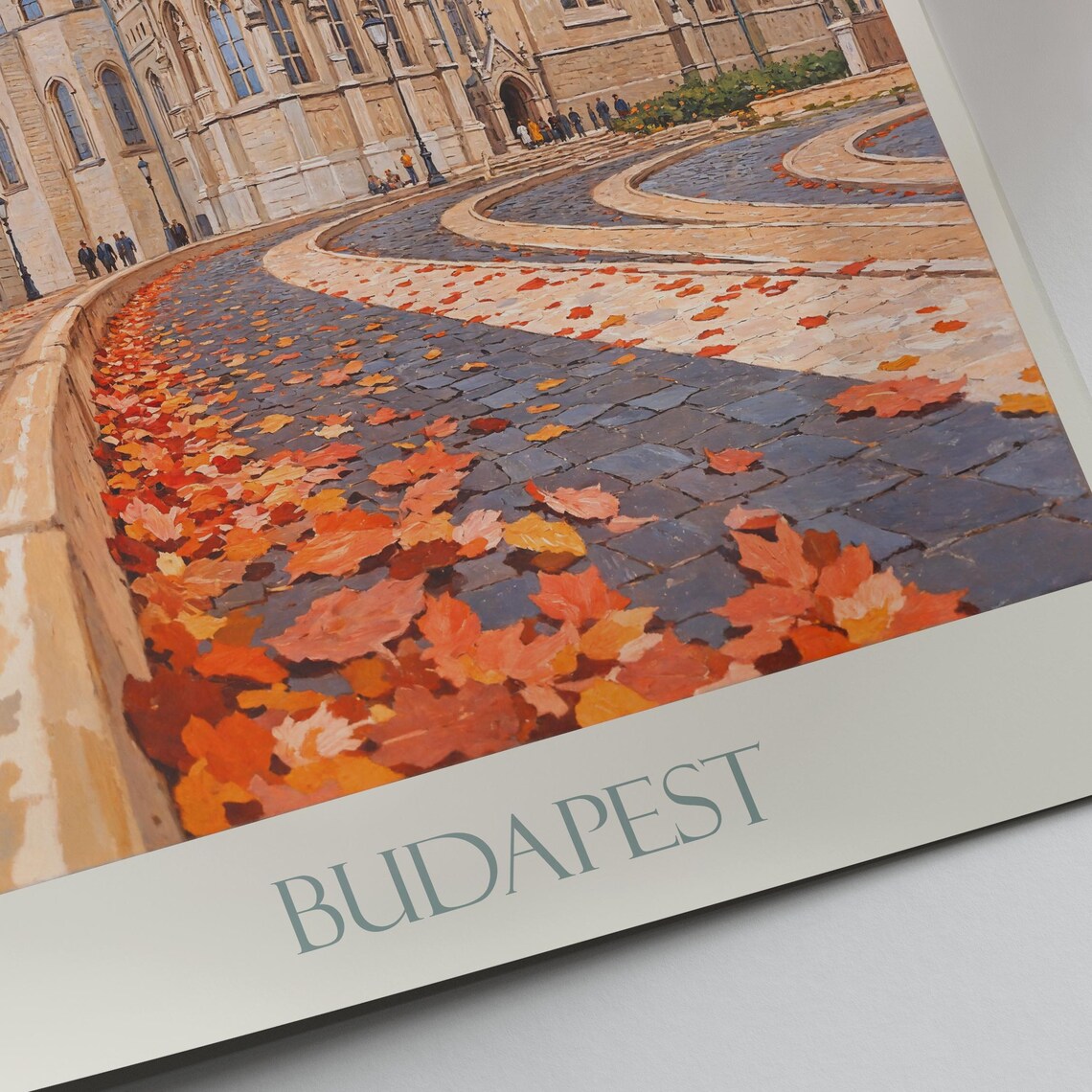 Budapest Hungary Matthias Church Autumn Leaves Painted Art Poster - Image 4