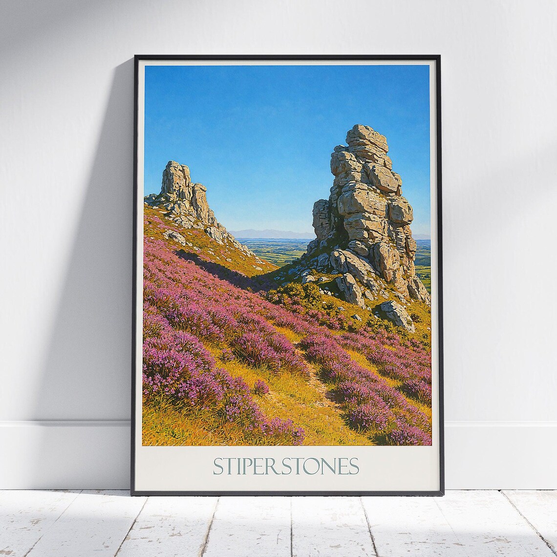 Stiperstones Shropshire Purple Heather Moorland Rock Crags Poster