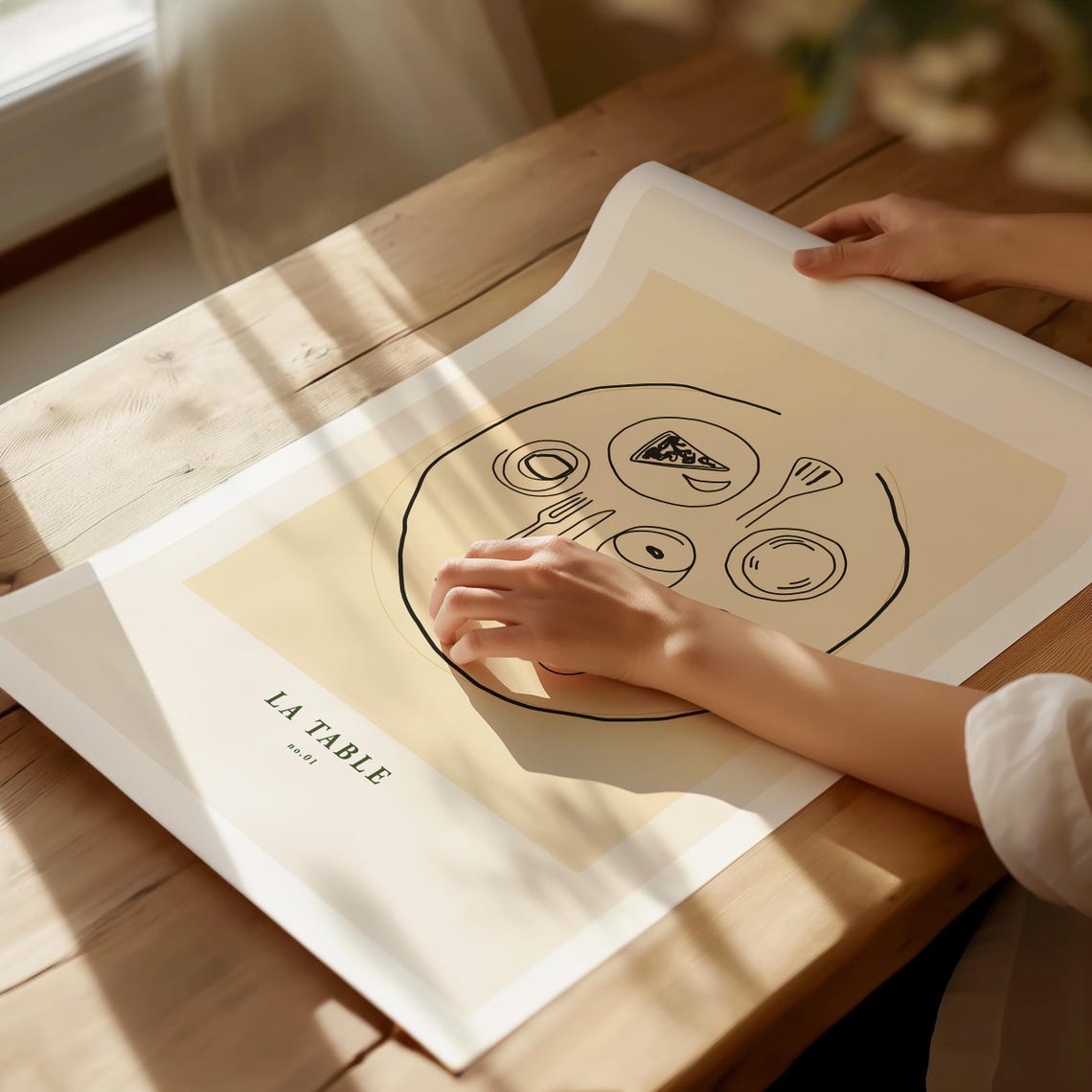 La Table No 01 Minimalist Dinner Table Setting Line Art Kitchen Poster - Image 3