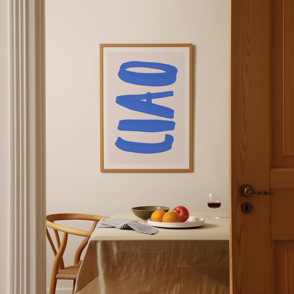 Ciao Blue Brushstroke Typography Italian Minimalist Word Poster - Image 4