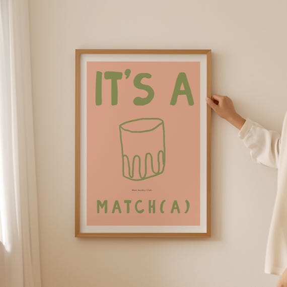 Matcha Latte Art Print Aesthetic Kitchen Wall Decor Cute Kitchen Wall Art Matcha Poster Minimalist Art Print