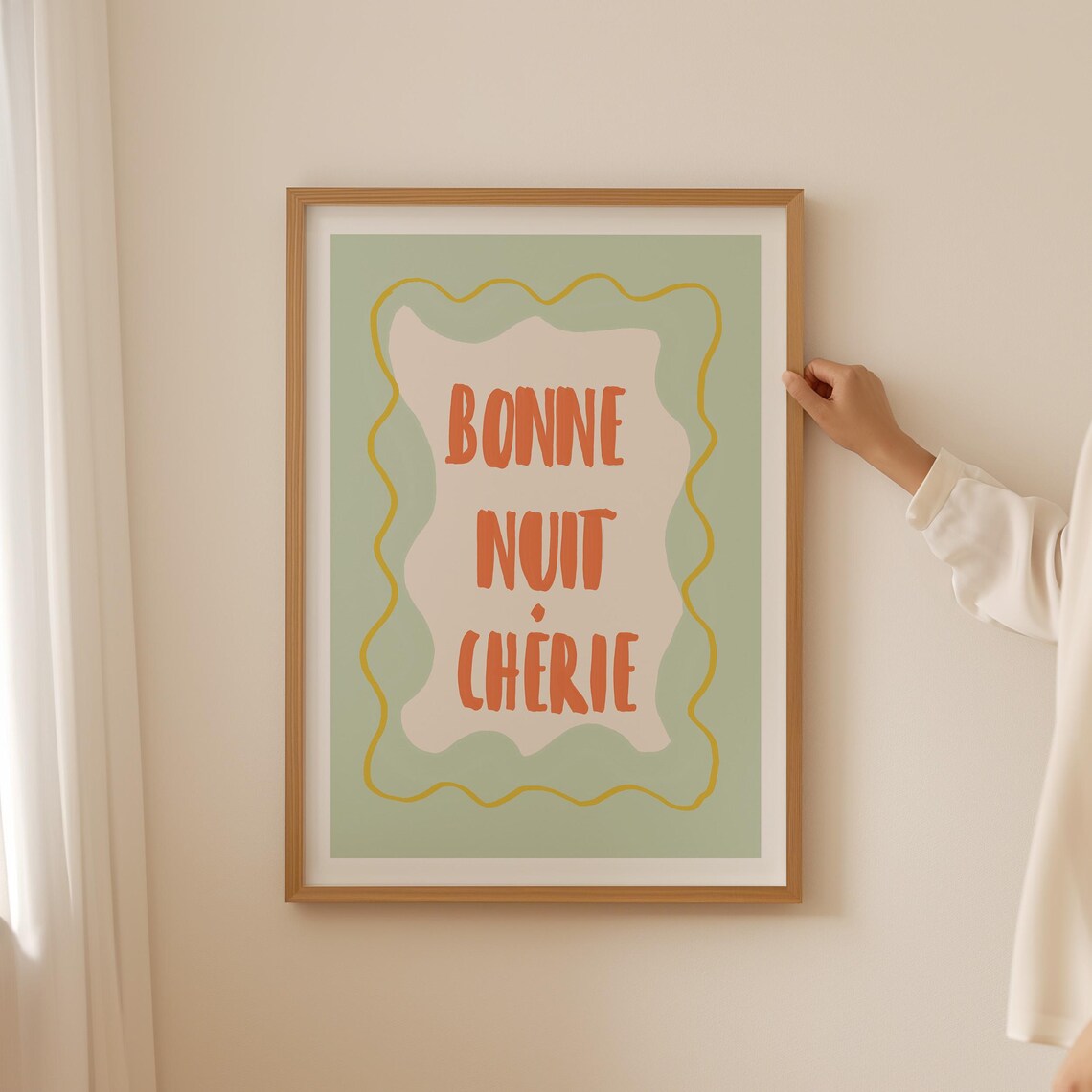 Bonne Nuit Cherie French Goodnight Quote Pastel Bedroom Decor Poster - Image 2