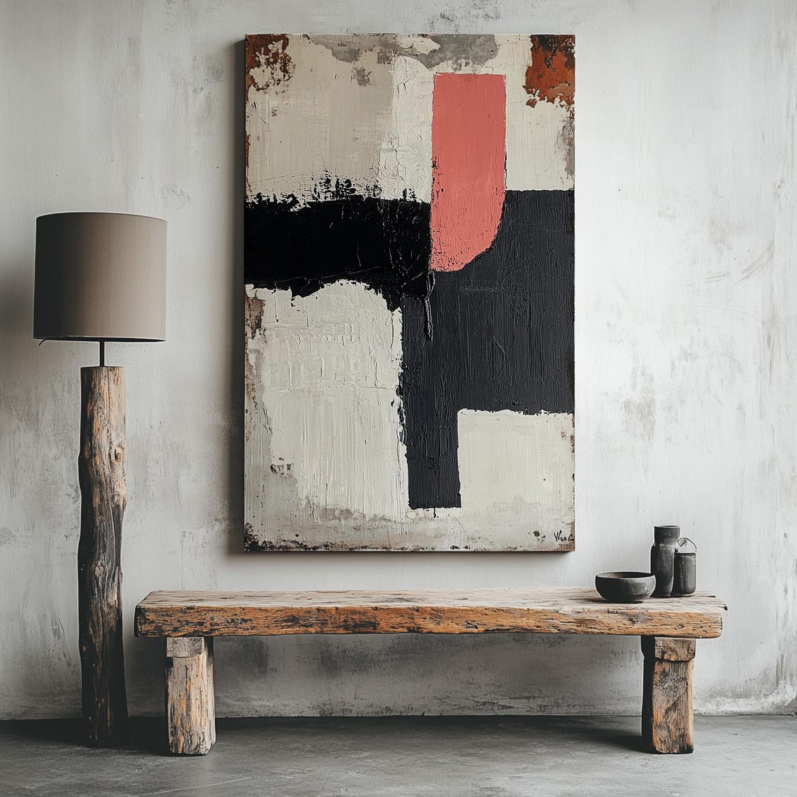 Modern Abstract Geometric Oil Painting Wall Art For Living Room Minimalist Large Decor Contemporary Neutral Beige Vibrant Brush Strokes - Image 4