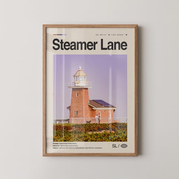 Steamer Lane Print Wall Art Poster Photo Lighthouse Field State Beach