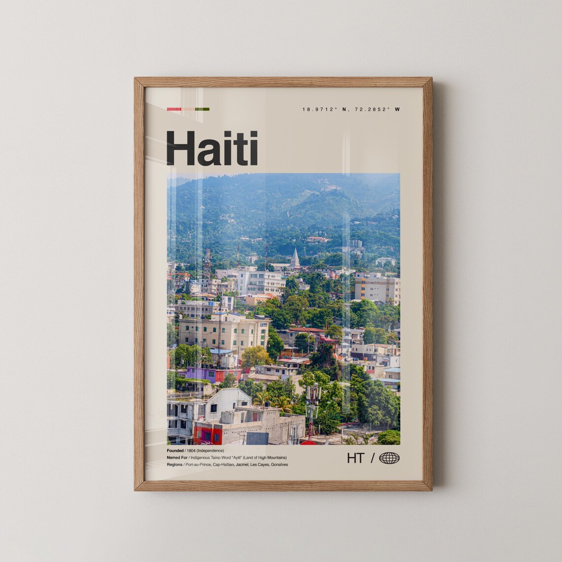 Haiti Aerial City Mountain View Caribbean Photo Travel Poster