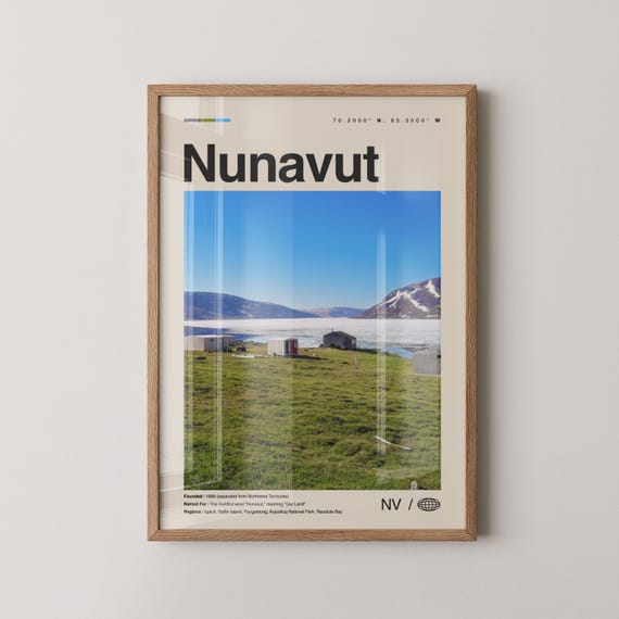 Nunavut Print Wall Art Poster Photo Dcor Map Canada