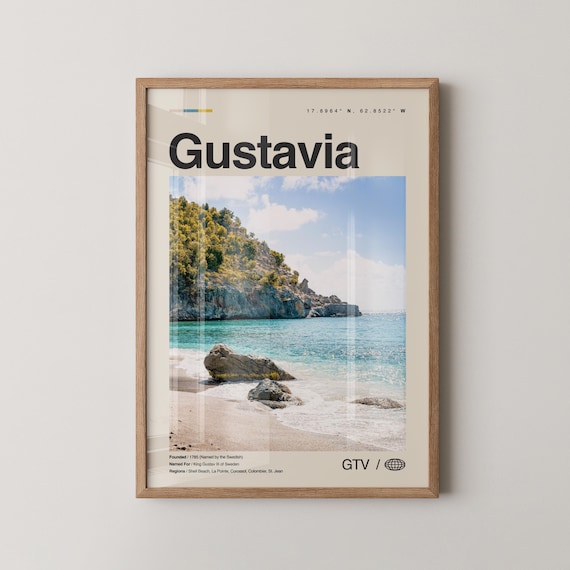 Gustavia Saint Barthelemy Tropical Beach Cove Photo Travel Poster