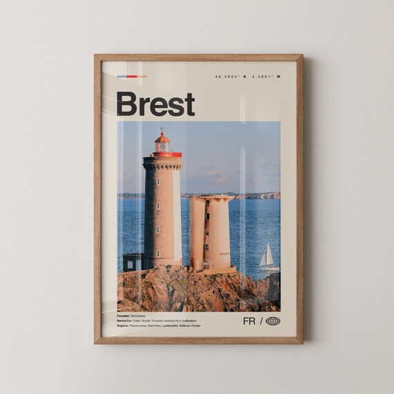 Brest Print Wall Art Poster Photo Dcor Map France