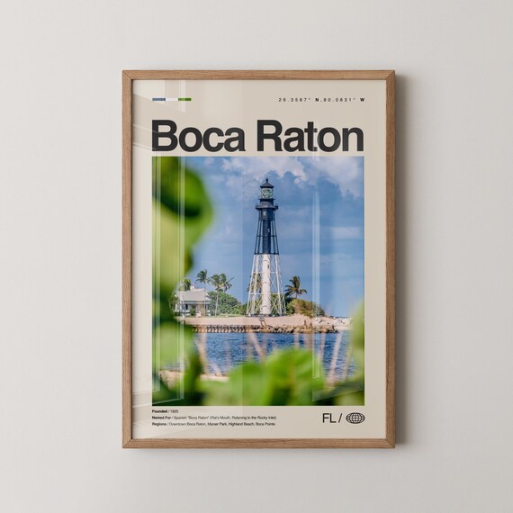 Boca Raton Florida Hillsboro Inlet Lighthouse Beach Travel Poster