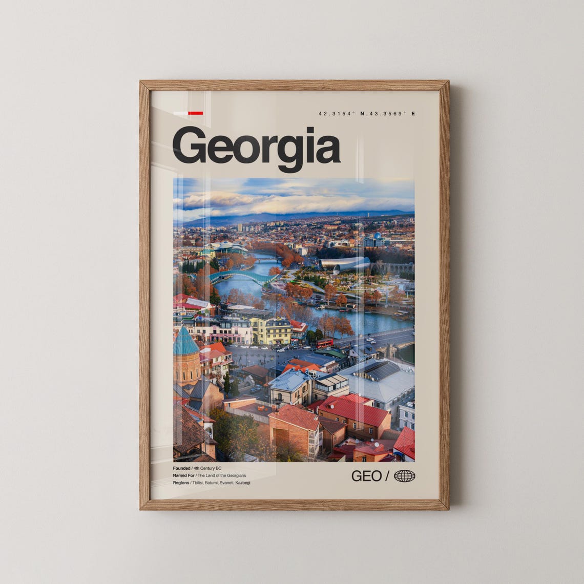 Georgia Tbilisi Old Town River Cityscape Photo Travel Poster