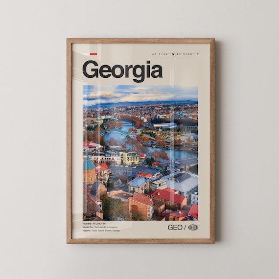 Georgia Tbilisi Old Town River Cityscape Photo Travel Poster