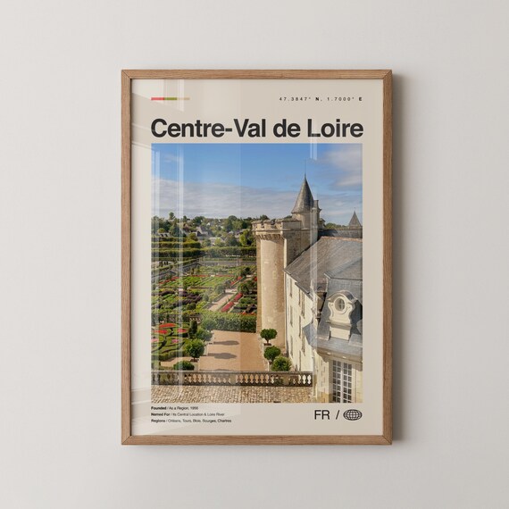 Centre Val De Loire Print Centreval Wall Art Poster Photo Dcor Map