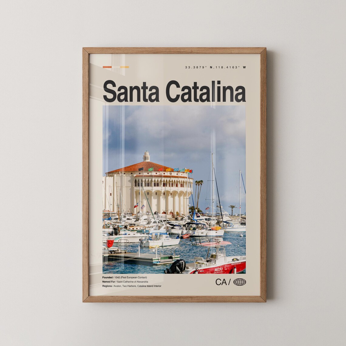 Santa Catalina Travel Poster, Avalon Bay Beach