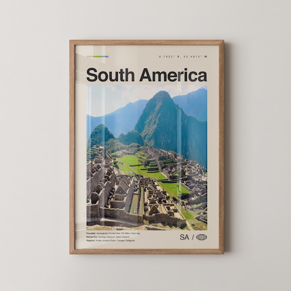 South America Machu Picchu Minimalist Travel Destination Wall Poster
