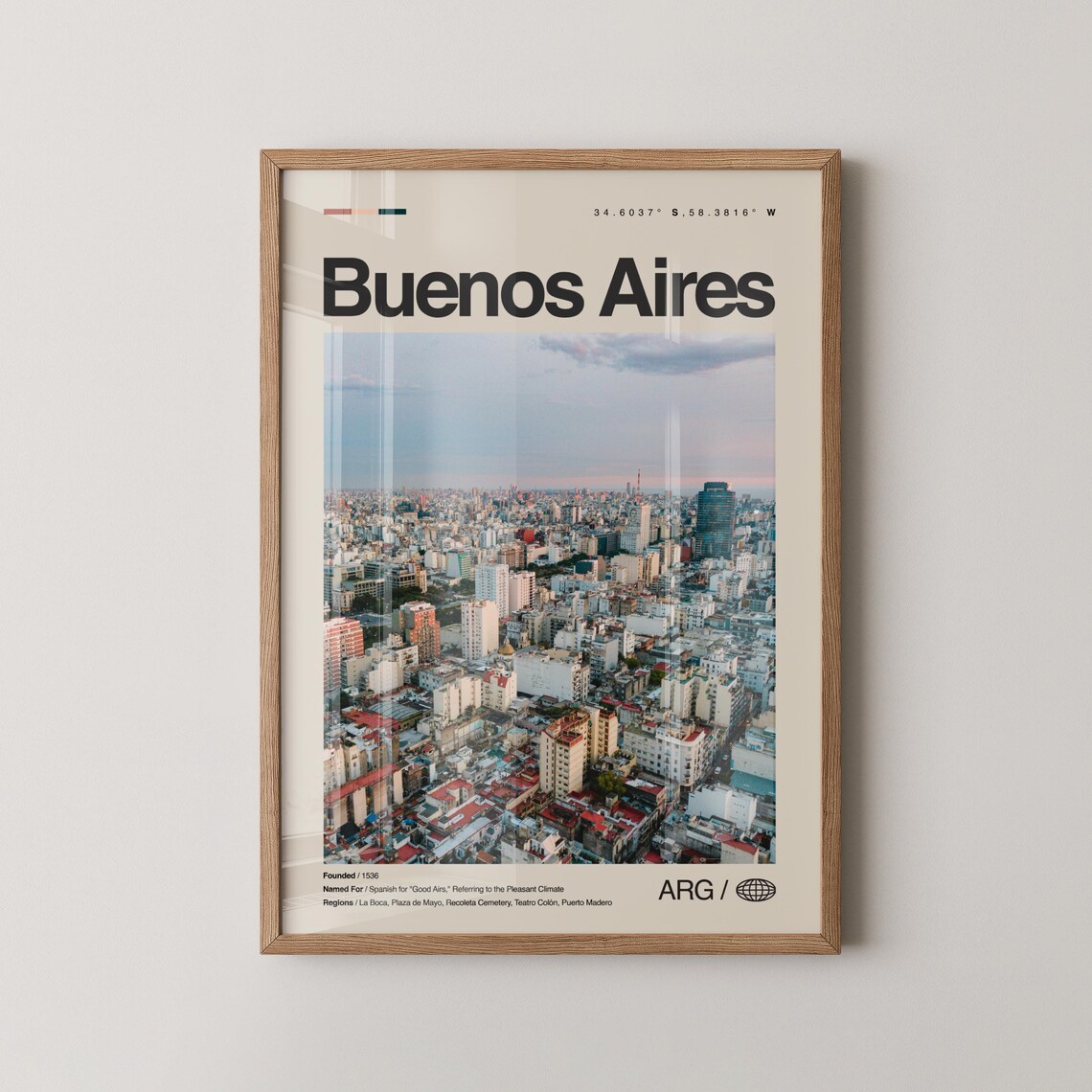 Buenos Aires Travel Poster, Argentine Cityscape Decor