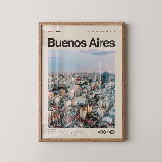 Buenos Aires Travel Poster, Argentine Cityscape Decor