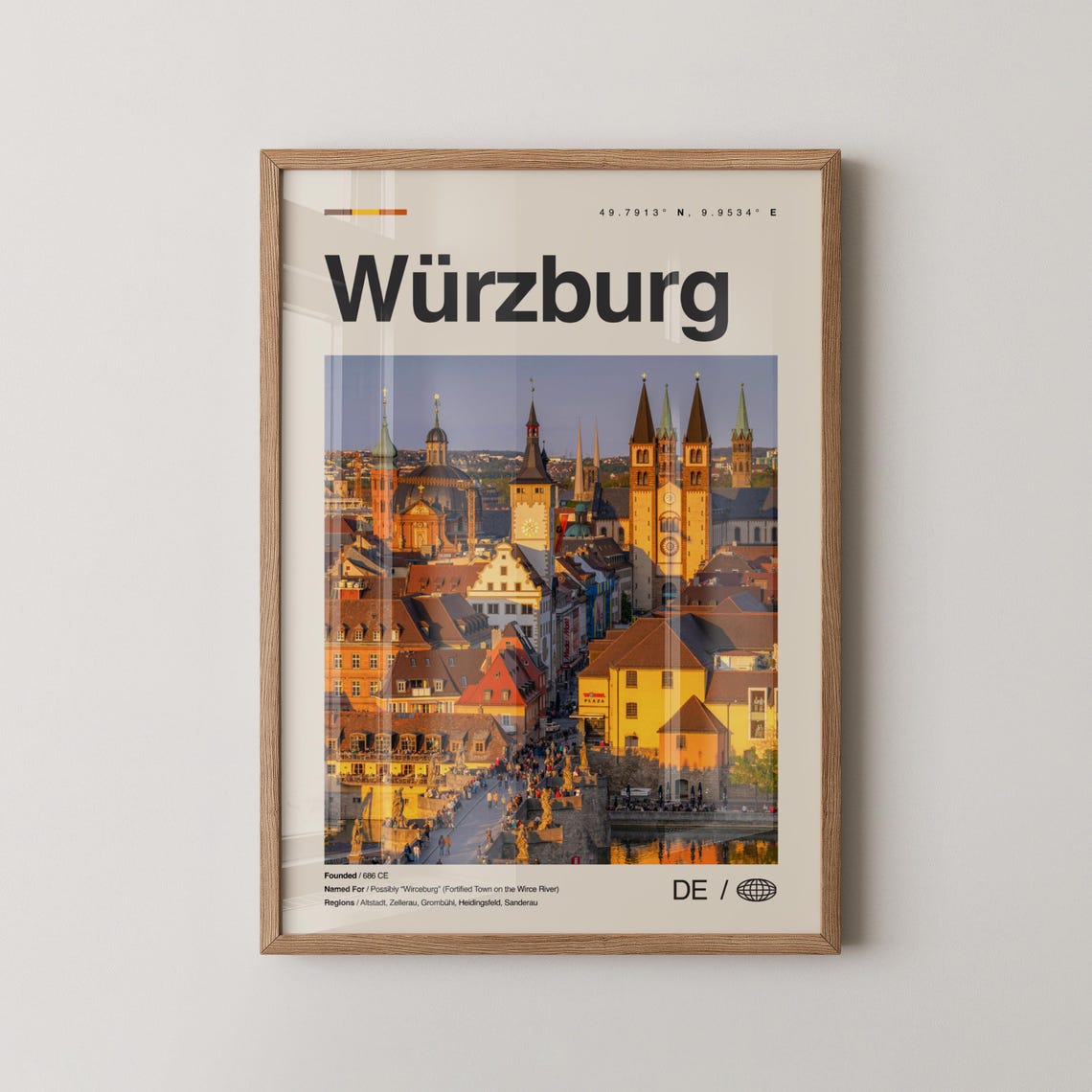 Würzburg Germany Old Town Cathedral Skyline Travel Photo Poster
