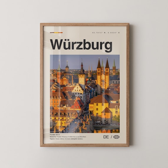 Wurzburg Print No 1 Wrzburg Wall Art Poster Photo Map Decor Germany