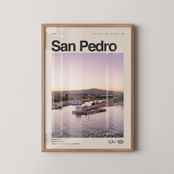San Pedro California Harbor Sunset Docks Boats Travel Photo Poster