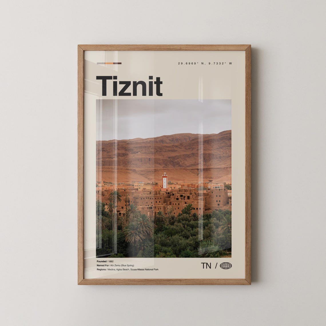 Tiznit Print Wall Art Poster Photo Dcor Map Morocco