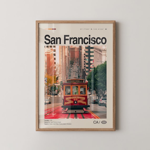 San Francisco Cable Car Classic Trolley Street California Travel Poster