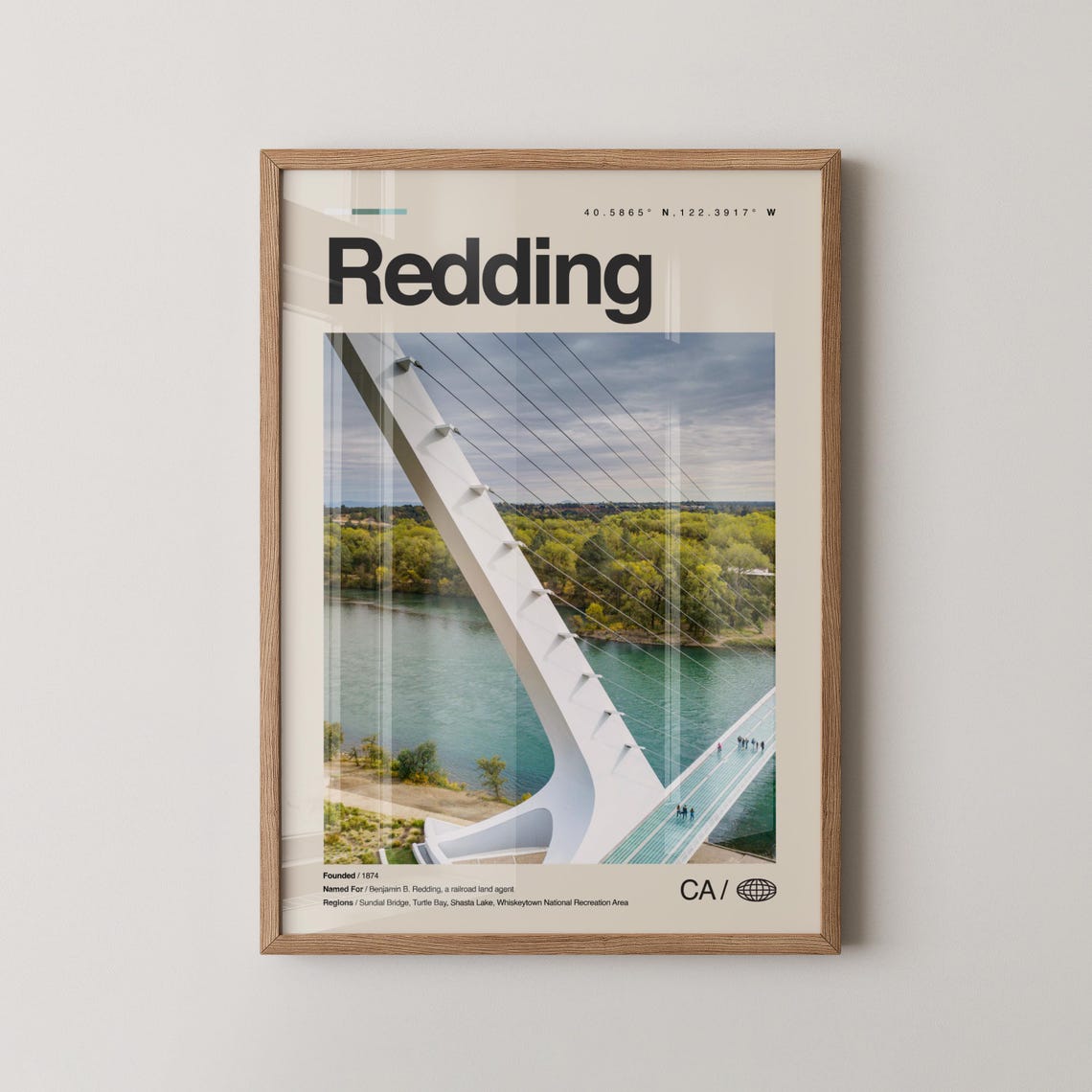 Redding California Sundial Bridge River Crossing City Art Print